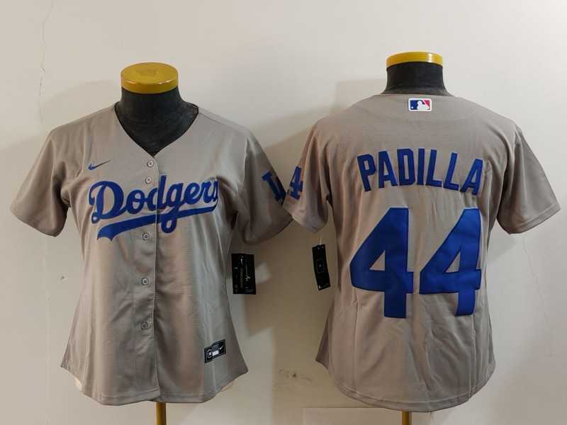 Womens Los Angeles Dodgers #44 Vicente Padilla Grey Cool Base Stitched Jersey->mlb womens jerseys->MLB Jersey